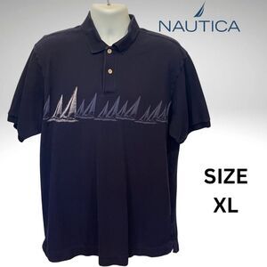 Nautica Dark Blue Polo Shirt with Nautical Graphic SIZE XL